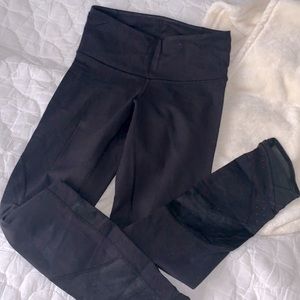 Lululemon 25” Black Leggings With Mesh Detailing